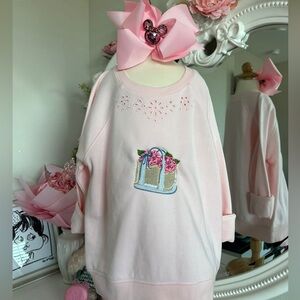 Girl Sweatshirt with Floral Embroidery